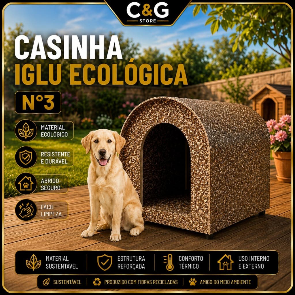 Casa Casinha de Cachorro Caminha Casinha para Cachorro Madeira Ecológica Durável Resistente Modelo Iglu N3 Dog House