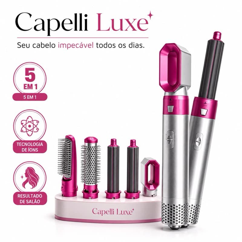 Escova Secadora 5 em 1 Multifuncional 110V | Seca, Alisa, Modela, Faz Cachos e Dá Volume