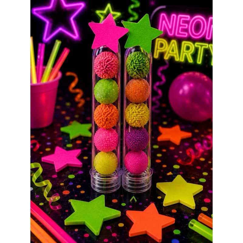 KIT com 98 unidades em 4 tamanhos de Estrelas papelaria criativa para decoração de festa Neon