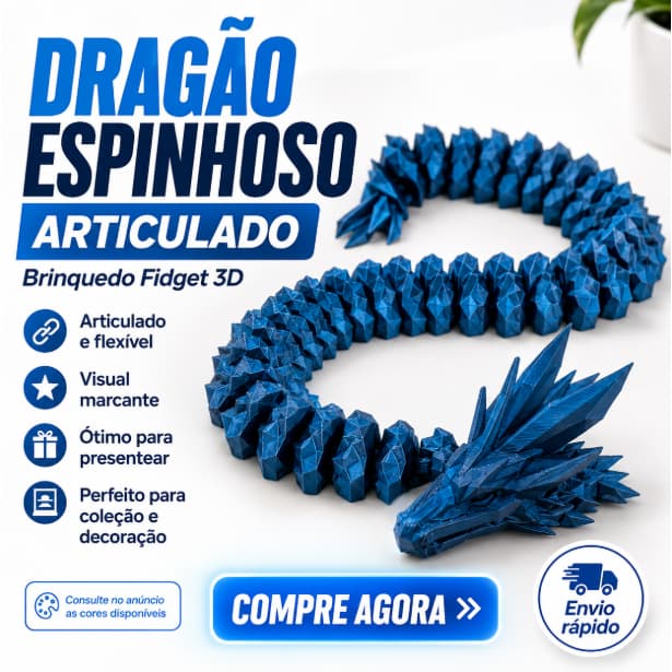 Dragão Espinhoso Articulado 3D Flexível Fidget Decorativo Colecionável