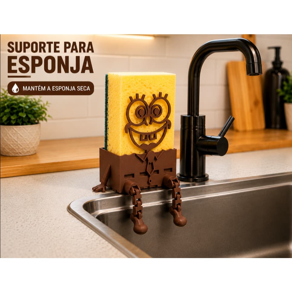 Suporte para Esponja de Pia Bob Esponja Organizador Escorredor de Cozinha