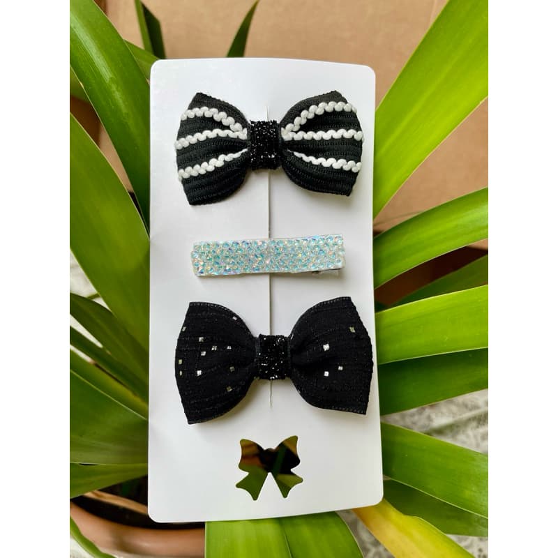 Kit de laço | Laço branco e preto | Laço presilha infantil bico de pato | Enfeite de cabelo infantil menina