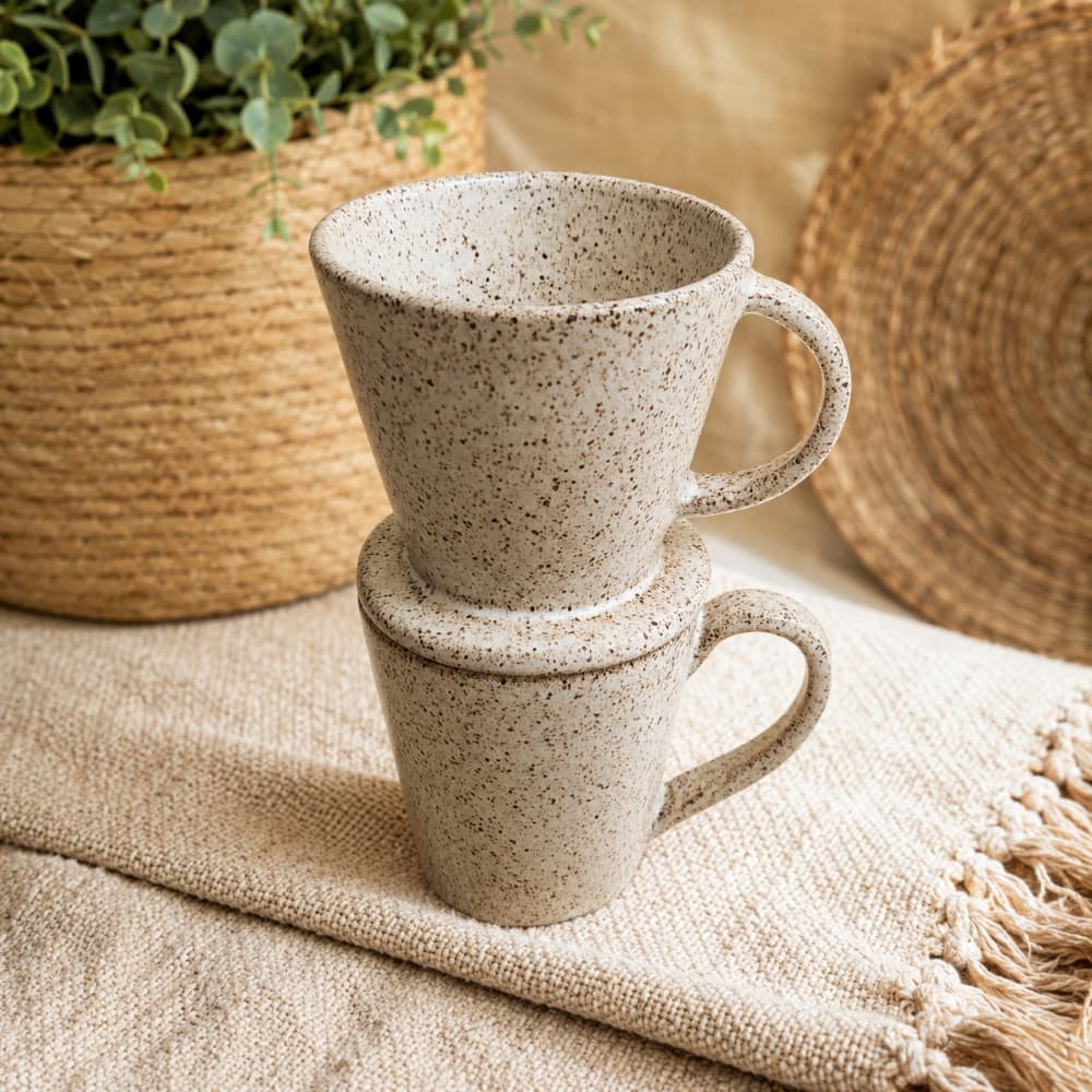 Kit Artesanal Coador de Café em Cerâmica cor Pedra Sabão/ Passador de Café Louças Cozinha /Decoração