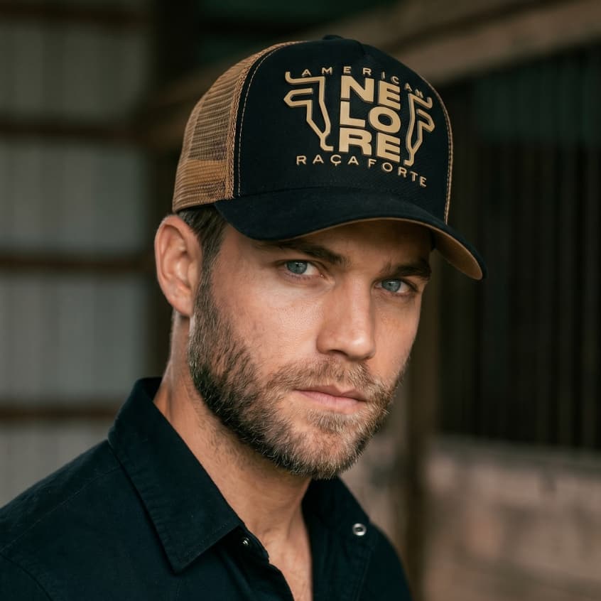 Boné Masculino Agro Country Trucker Nelore Roça Forte Bordado Aba Curva Respirável Ajustável Pecuária Rodeio Original