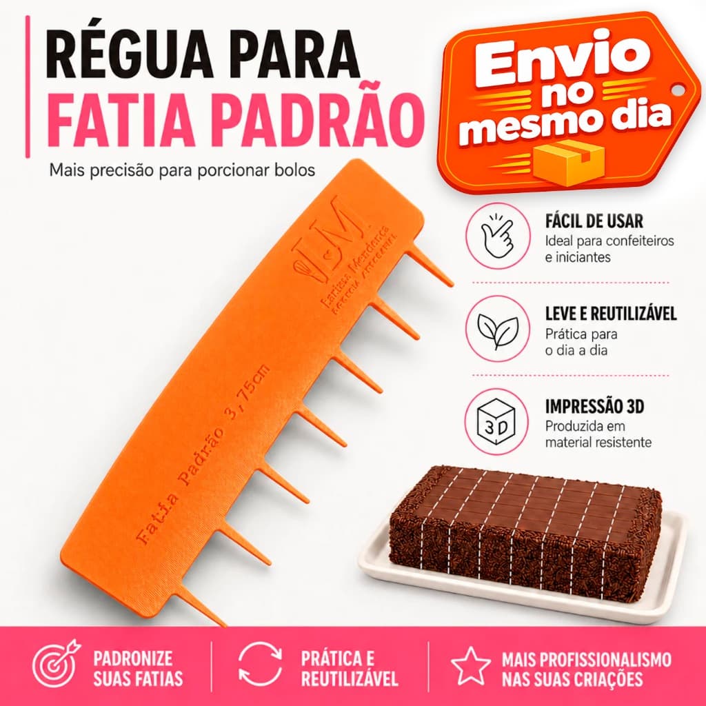 Régua Fatia Padrão | Slice Cake Espátula marcadora de Corte para Bolos e Doces | Corte Perfeito