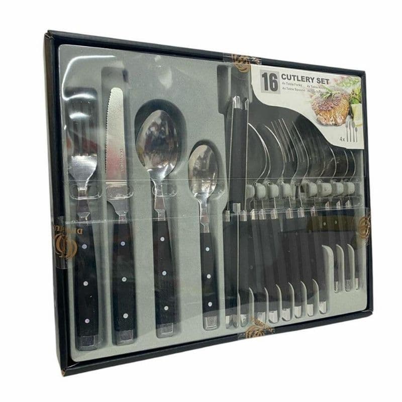 KIT DE TALHERES 16 PEÇAS PRETO BMAX