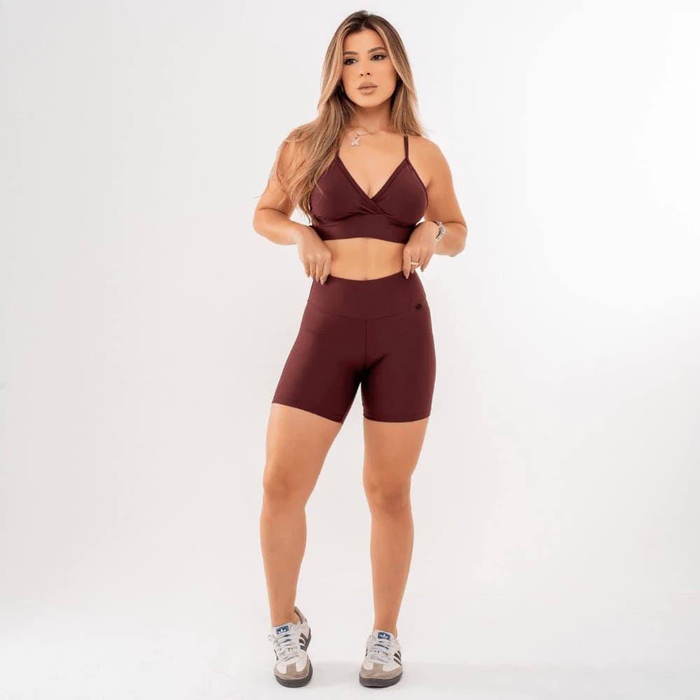 Short Fitness Empina Bumbum Feminino Cós Alto Não Transparente Academia