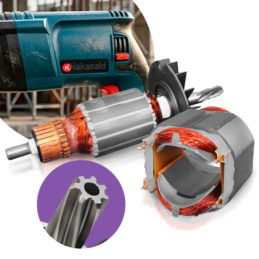 Induzido e Bobina Compatível Martelete Perfurador Nakasaki NK2603 220/110V