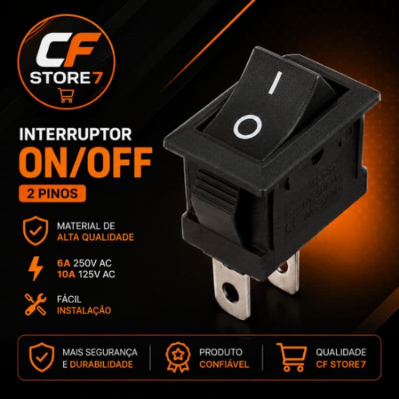 Mini Interruptor Gangorra kit 10 peças ON/OFF 2 Pinos Chave Liga Desliga 3A 250V Universal