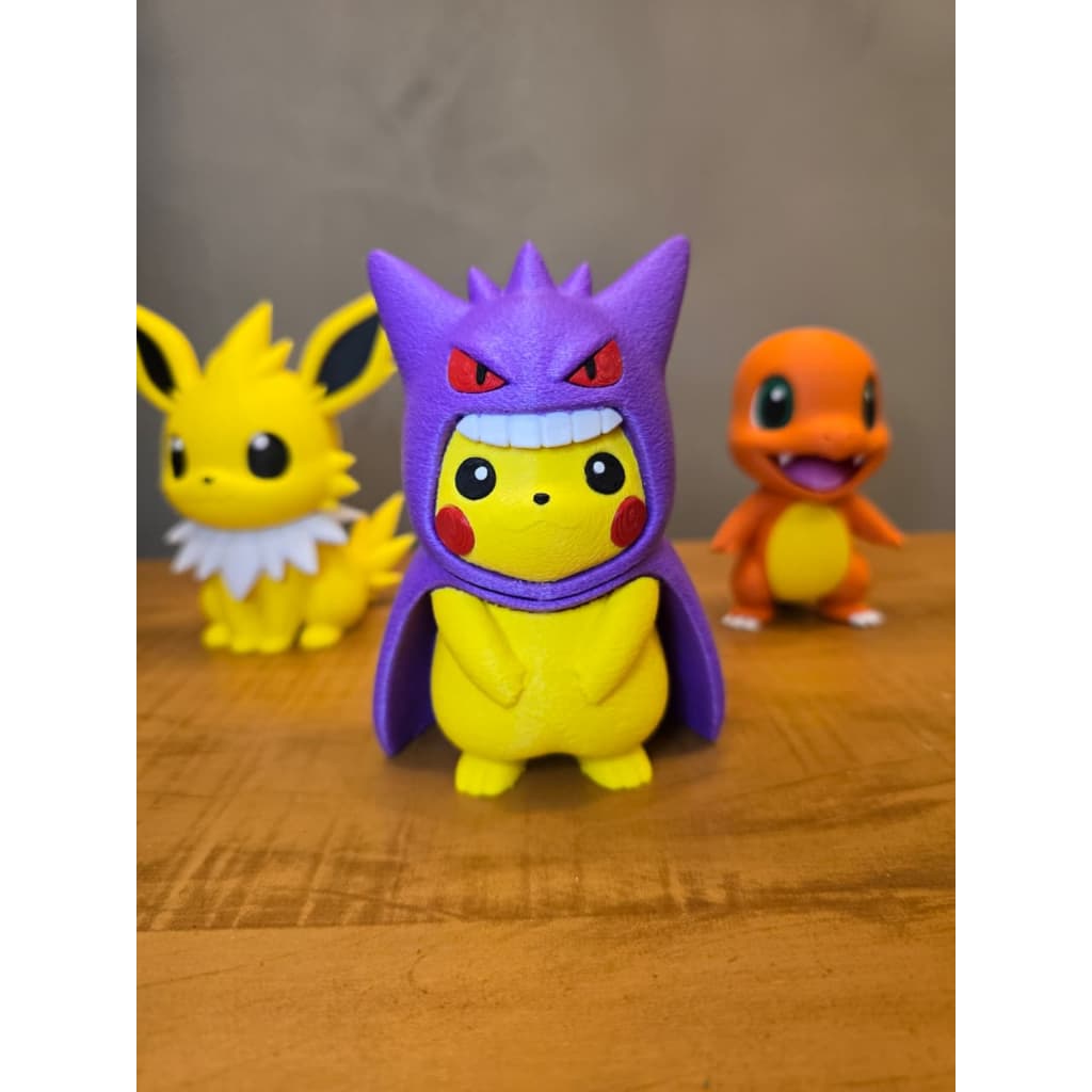 Pikachu Fantasiado de Gengar Colecionável em Impressão 3D