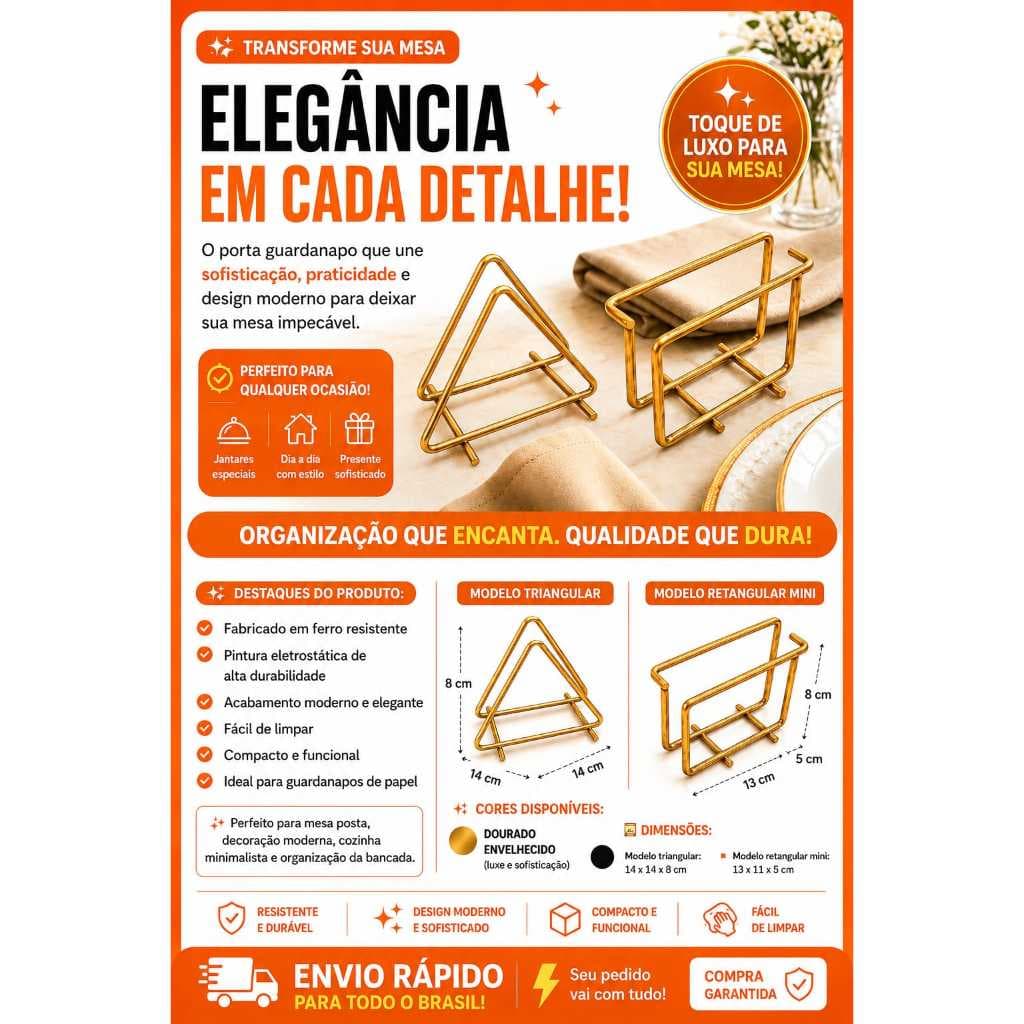 Porta Guardanapo de Mesa  Premium Decoração
