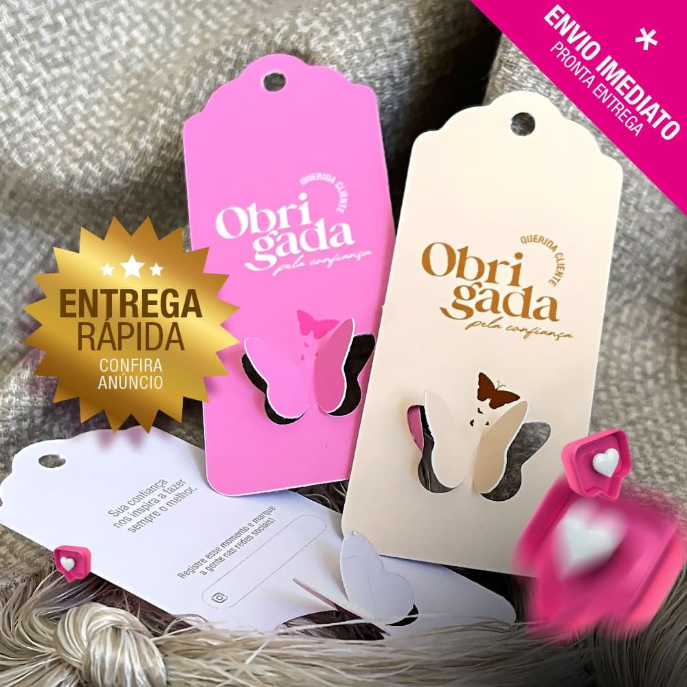 100 Cartões TAG Agradecimento Cliente – Ideal para Lojas e Negócios