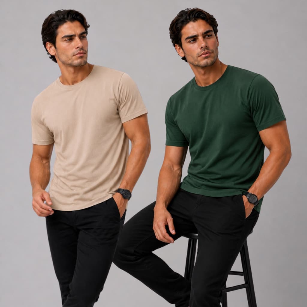 Kit 2 Camiseta Algodão Peruano Básica Masculina Lisa Premium