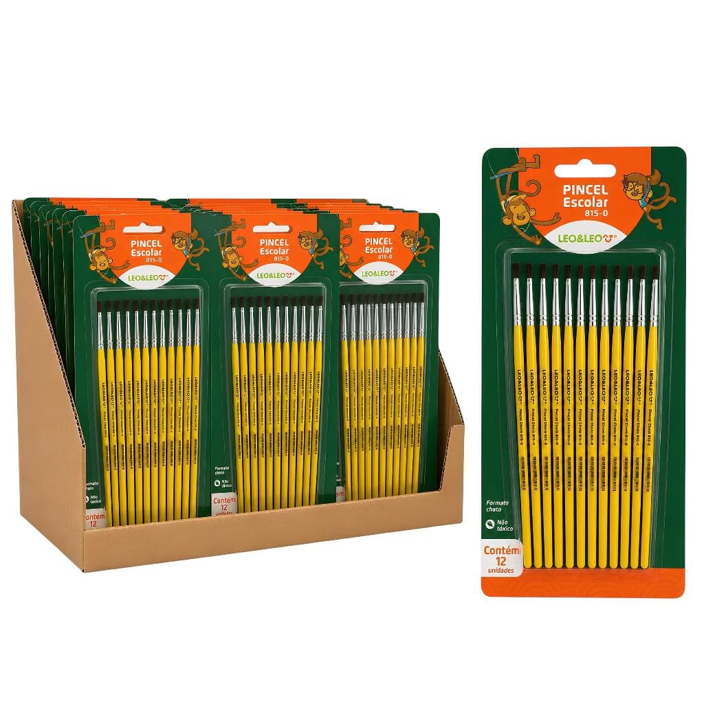 Kit 144 Pincel Pintura Escolar Guache Leo&Leo