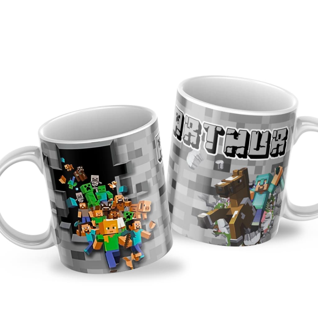 Caneca Infantil Game Personalizada Plástico Nome Presente Escolar