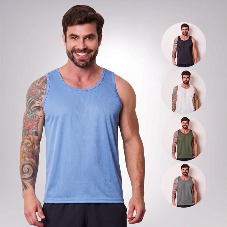 Regata Masculina de Musculação Dry Fit Corrida Esporte