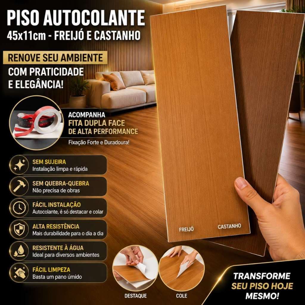 KIT 50 PISO Laminado de Madeira em MDF Prova d' água 11x45 Oferta Limitada