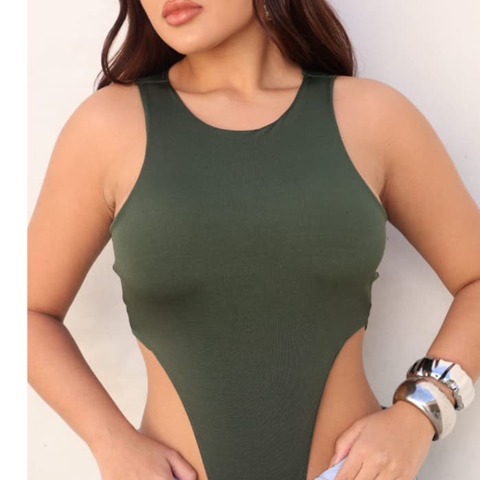 BODY FEMININO CAVADO body feminino, body verde militar, body cavado, body canelado, body elegante, body moda feminina