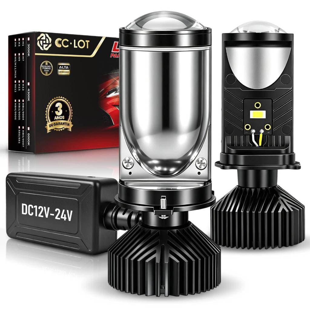 Par Lâmpada Led H4 Grande Projetor De Lente Ultra Led Carro 200W 30000LM  Farol Para Carro Motos Plug and Play Canbus