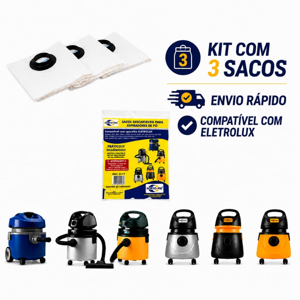 Kit 3 Sacos aspirador de pó Eletrolux