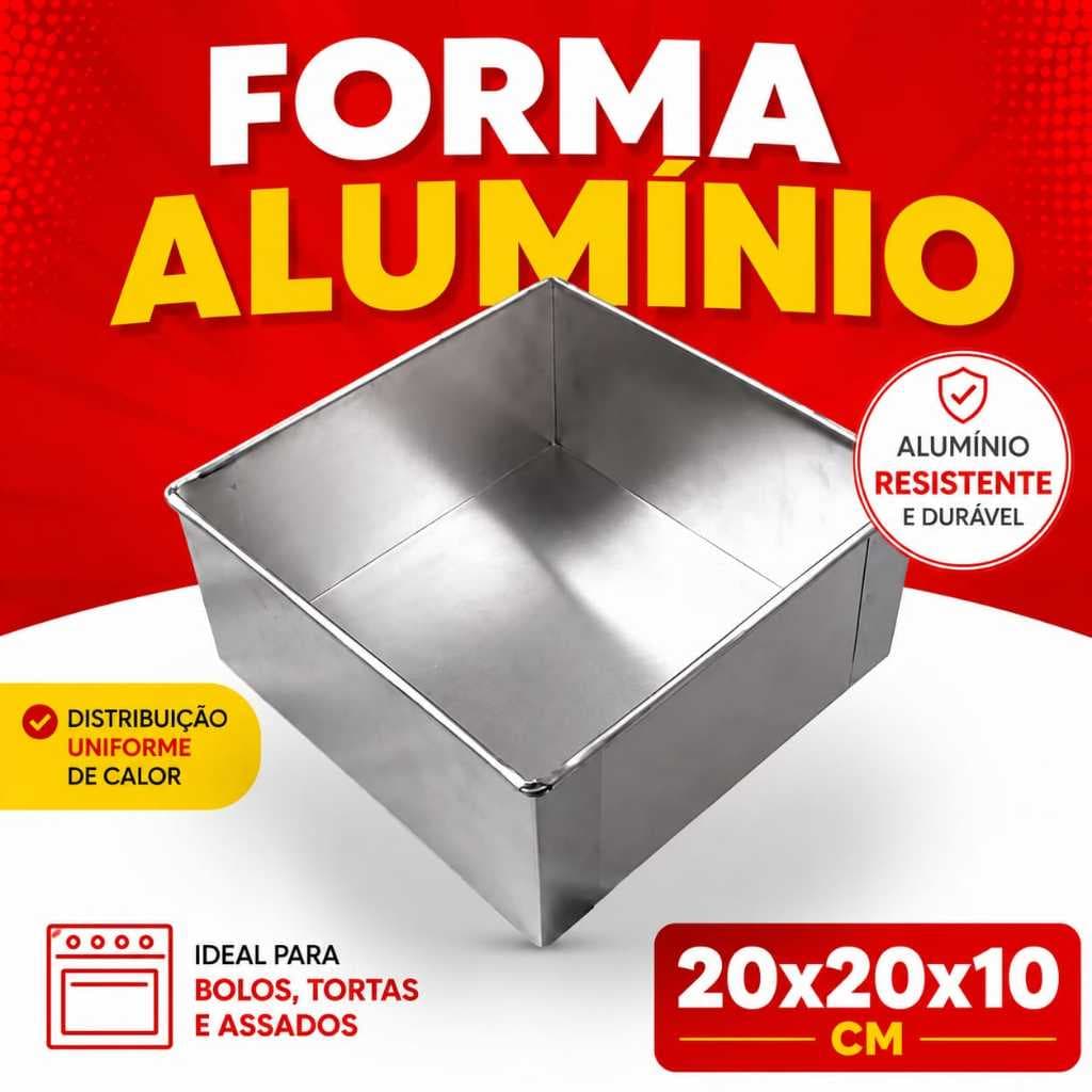 Forma Quadrada Alta 20x20x10 Formas para Bolo Assadeira de Alumínio Formas Fatia Perfeita
