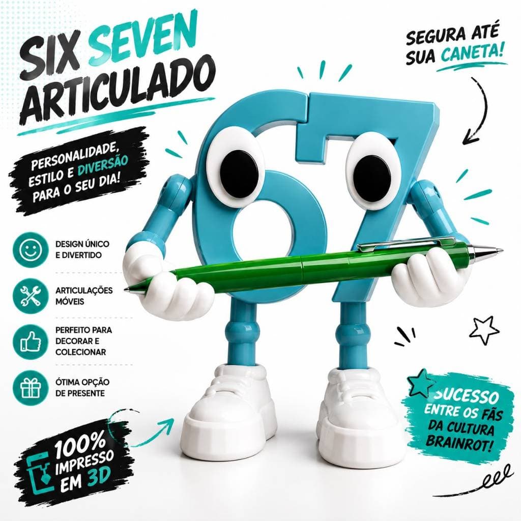 Six Seven 67 Articulado Boneco Colecionavel Brinquedo 67 Geek Setup Gamer, Decoração Gamer, Action Figure