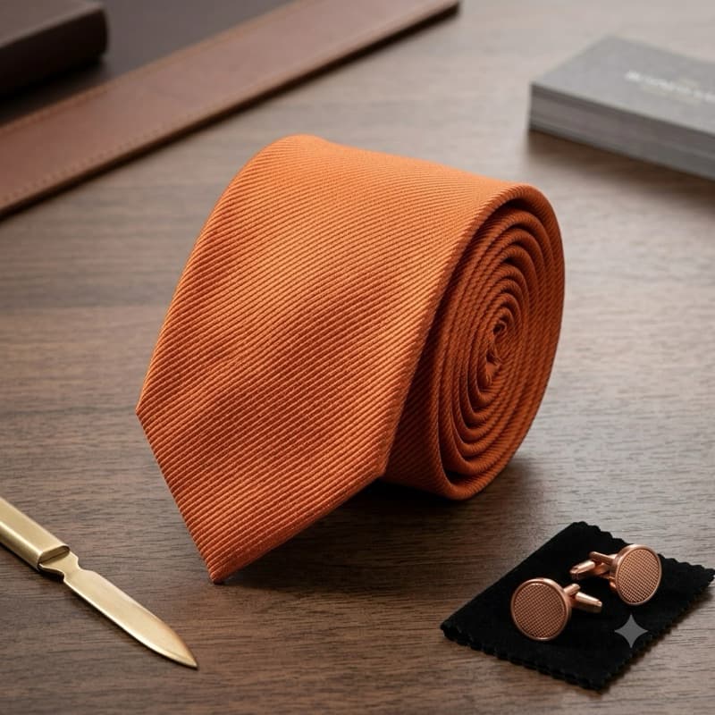 3 à 12 Gravatas Slim Terracota Padrinhos de Casamento, Masculina, Jacquard, Elegante, Social