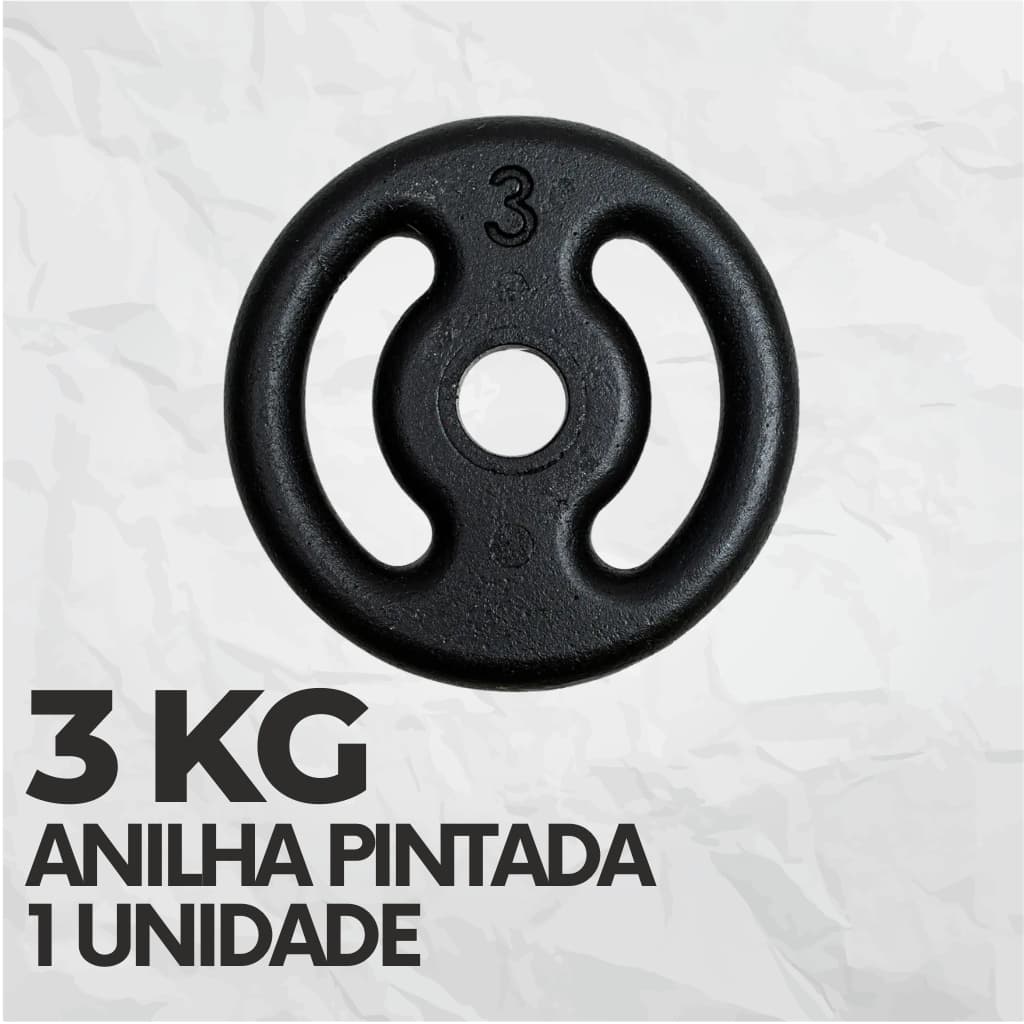 Anilha 3kg Ferro Fundido Pintada Peso de Academia P/ Barra Musculação