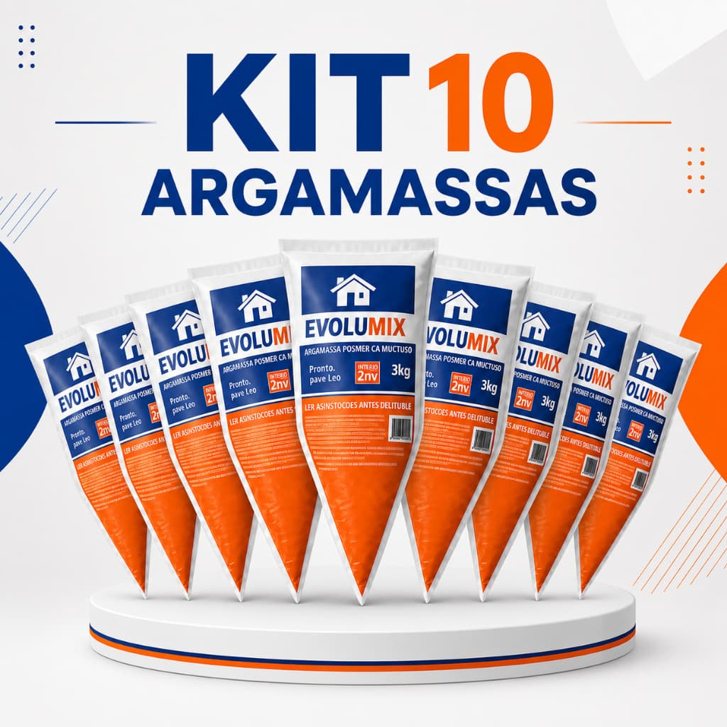 Argamassa Polimérica 3kg Kit 10 Unidades Para Assentamento Tijolo Bloco Reparos Alta Resistência