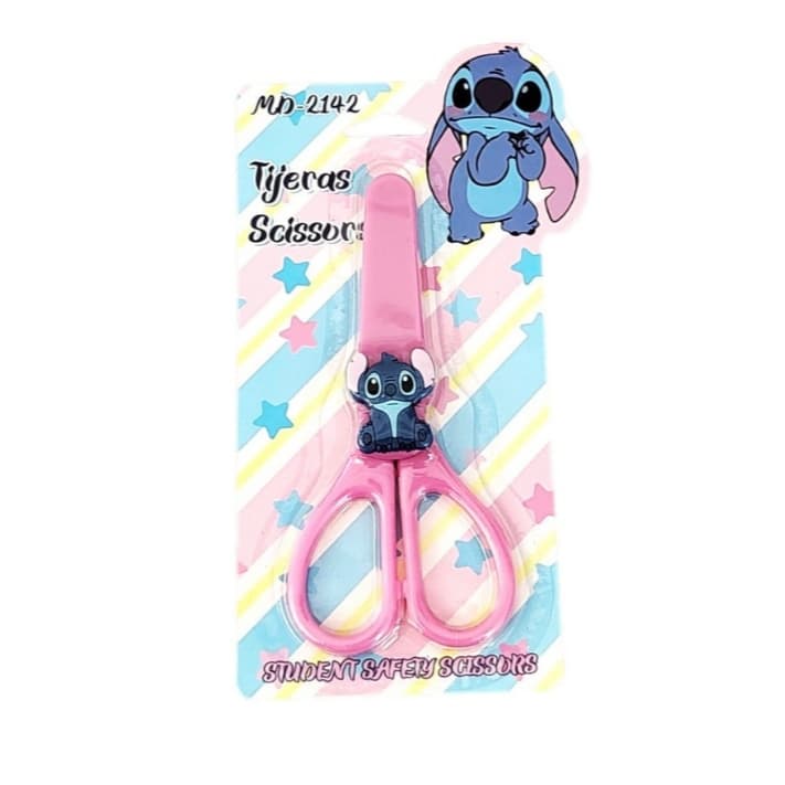 Tesoura Escolar Infantil Com Protetor E Pontas Redondas Stitch Capivara
