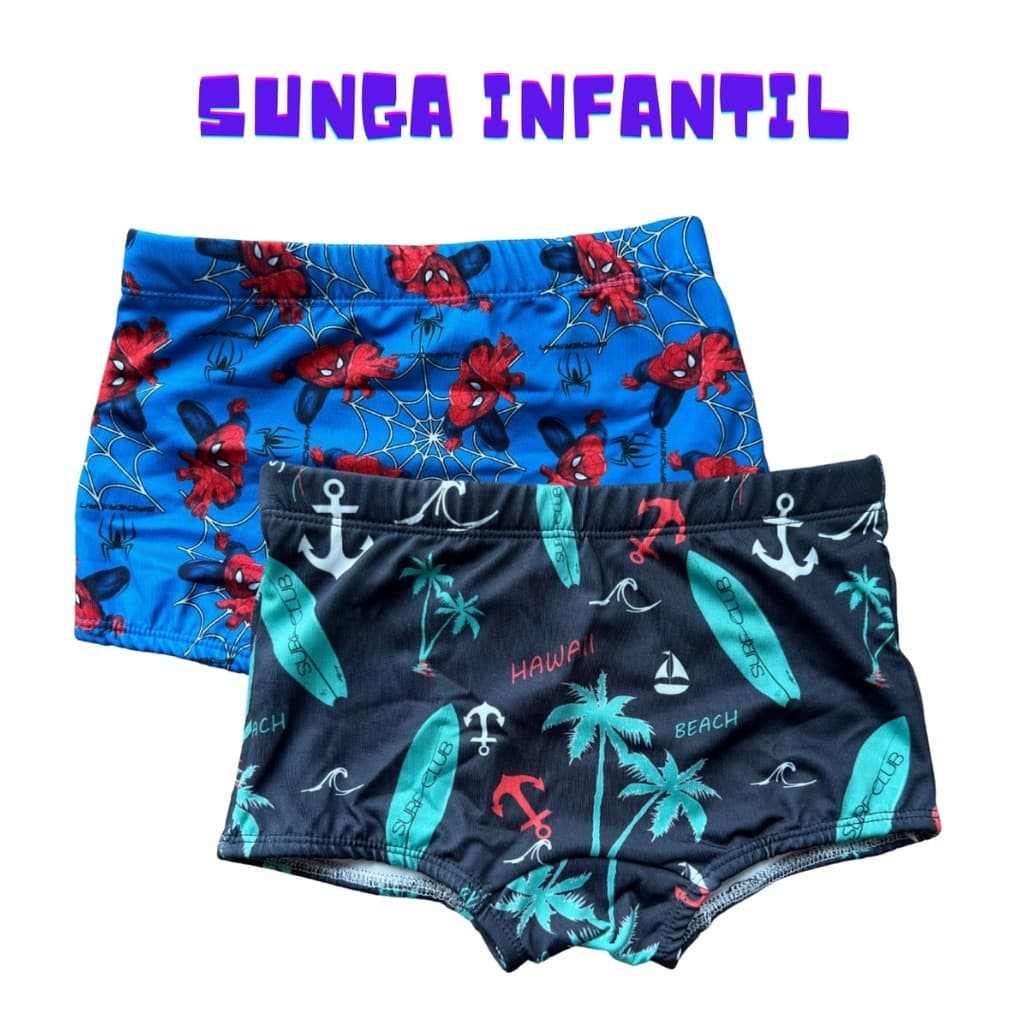 Sunga Infantil Box Com Estampas de Desenhos Animados e Cadarço para Regular na Cintura Dna