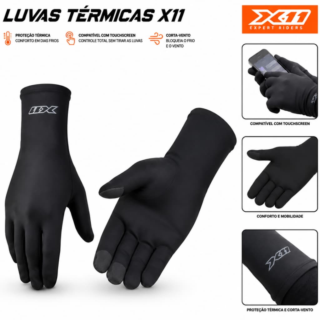 Luva X11 Termica Segunda Pele Touch Screen Moto Frio