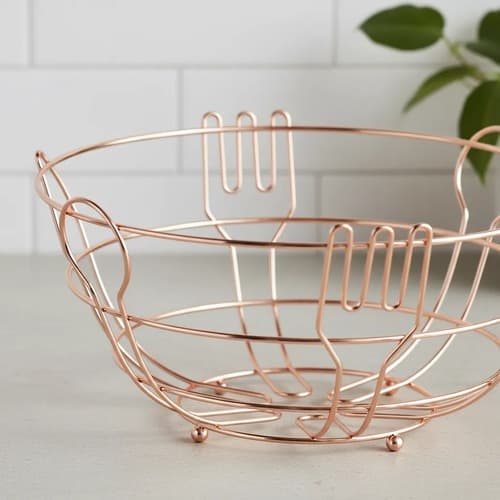 Fruteira De Mesa Para Cozinha Rose Gold Line