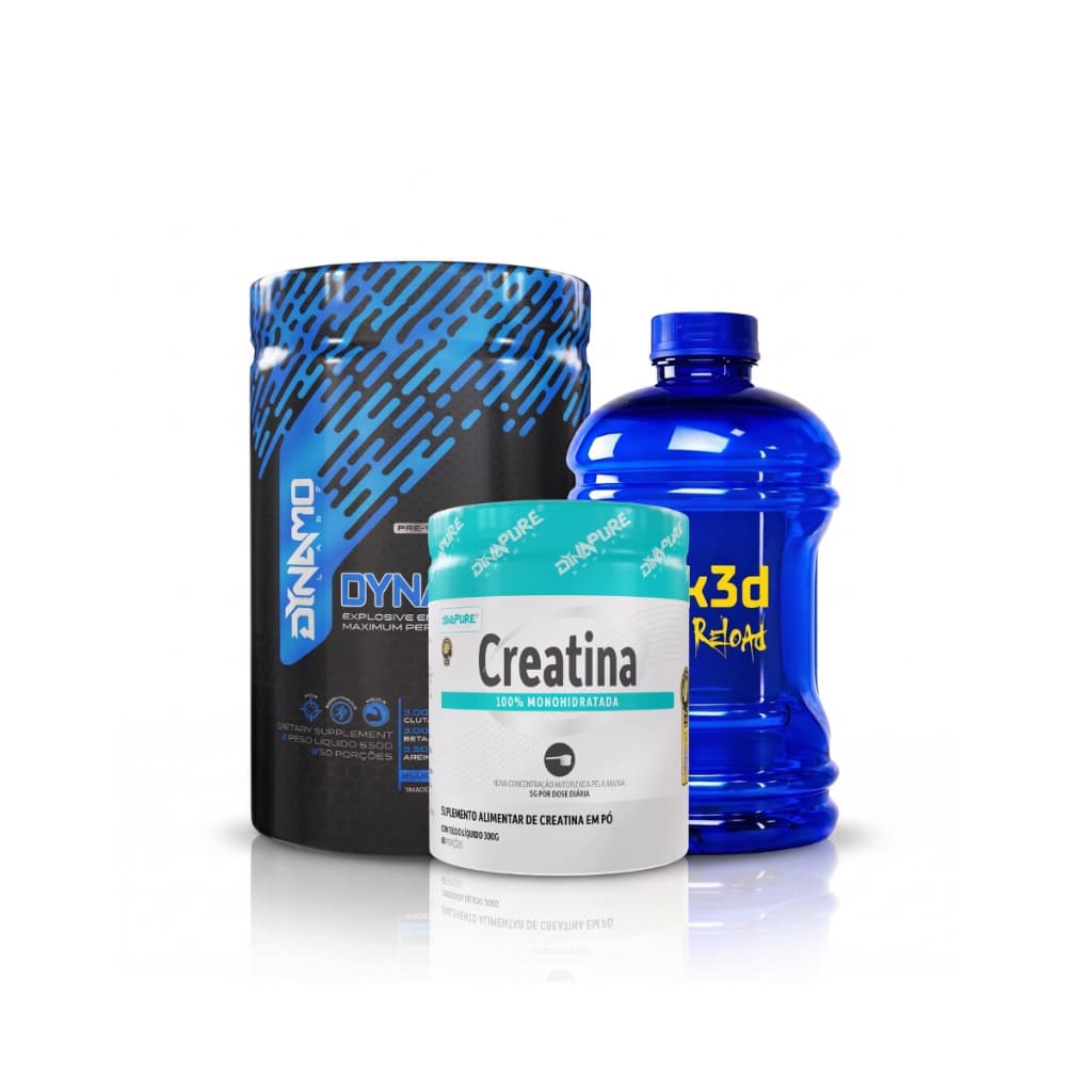 Kit Creatina 100% Pura 300g + Pré-Treino Dynatron Extreme 630g + Galão 1 Lt Dynamo Labz