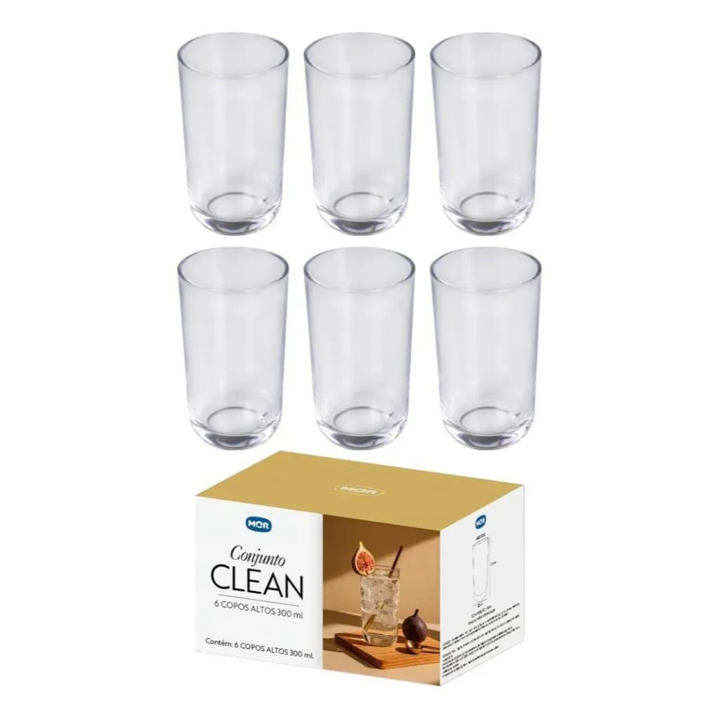 Conjunto 6 Copos Alto Clean 300 Ml - Mor