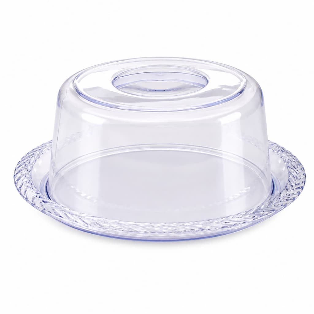 Porta Queijo Trança Acrílico Transparente Keita Queijeira Redonda Com Tampa