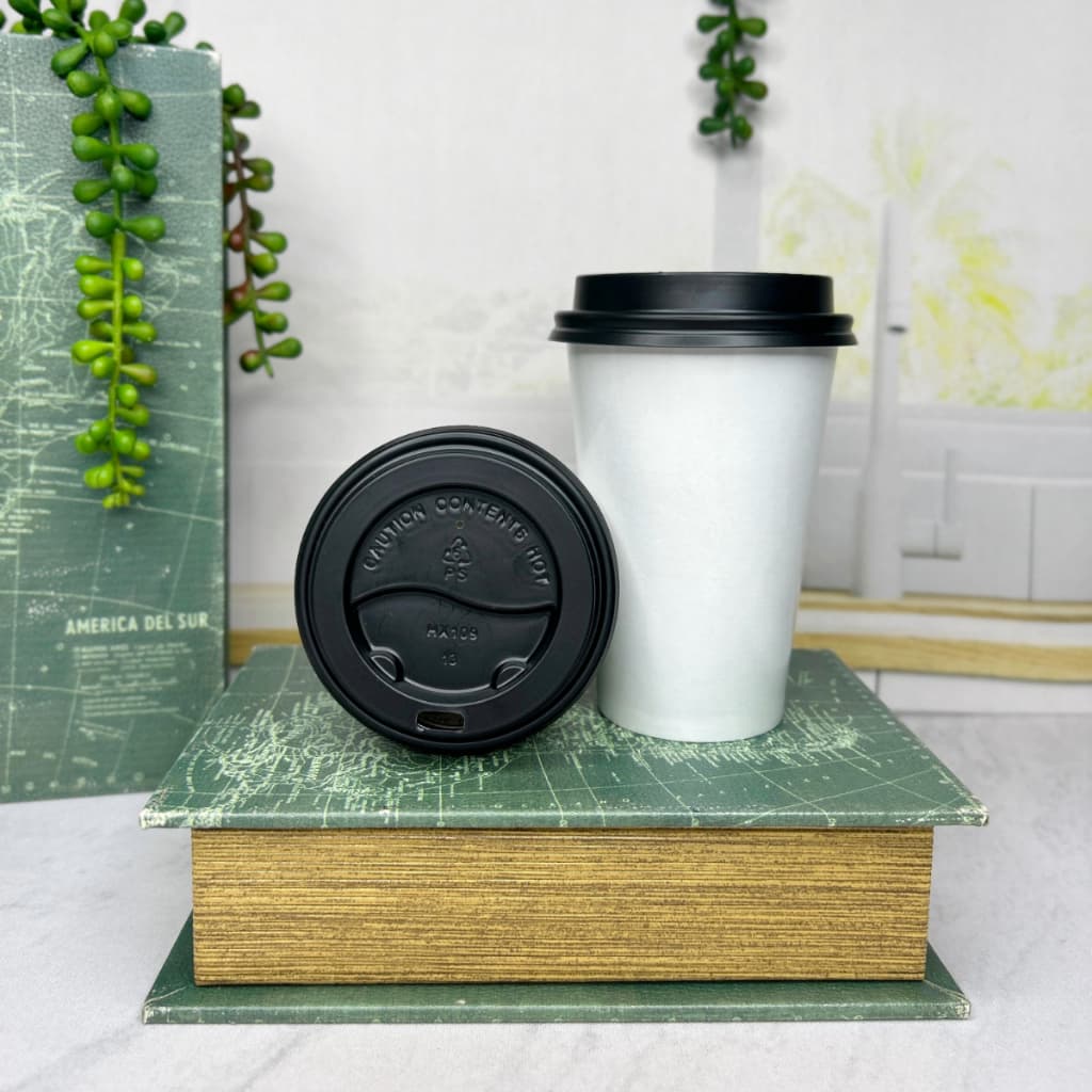 Copo De Papel Branco Com Tampa Biodegradável Térmico 300ml Kit 100 Unidades Para Café Água Suco Festa Empresa Goldgreen