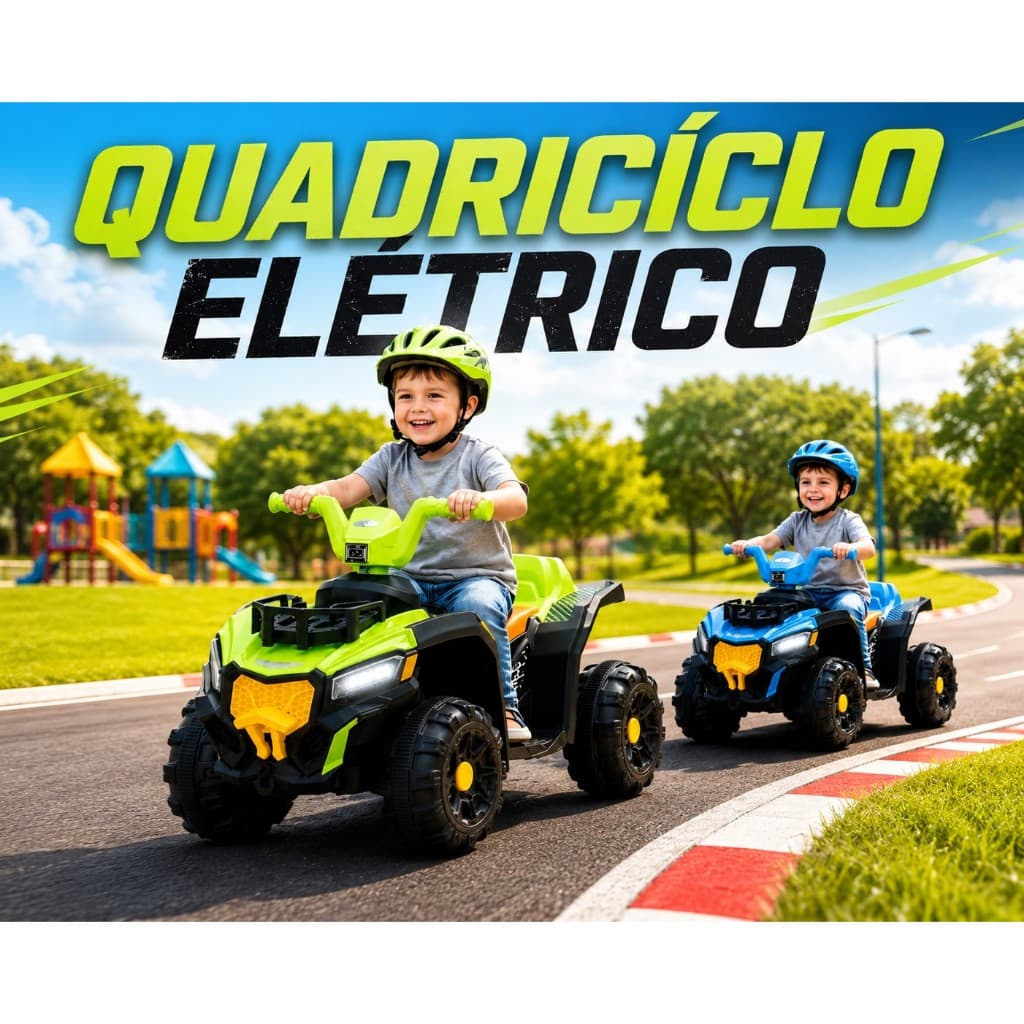 Quadriciclo Elétrico Infantil 6V Azul 4 Rodas | Moto Elétrica com Bateria Recarregável e Acelerador