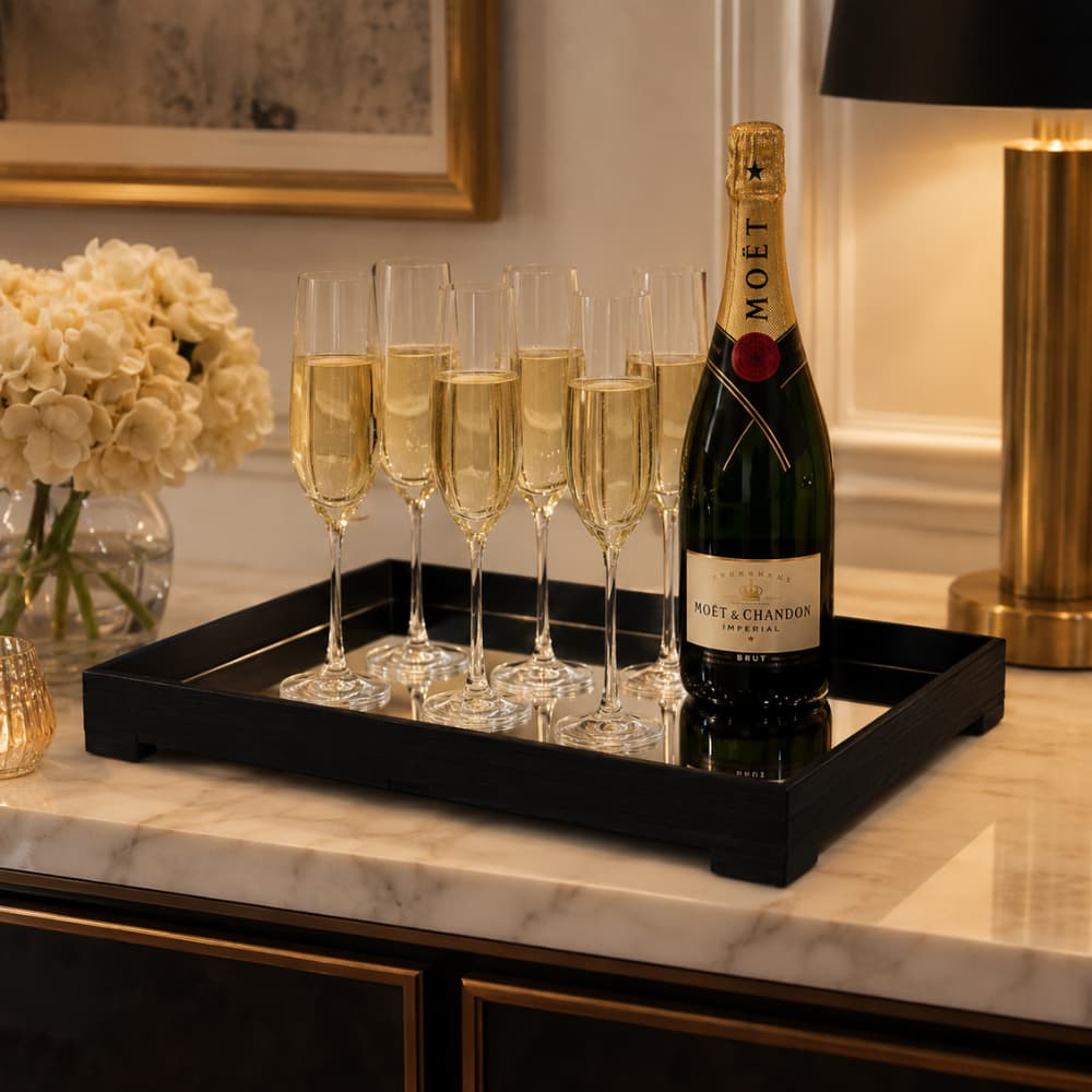 Bandeja Espelhada Decorativa Mesa Bar Aparador Premium Luxo Servir Bebidas Copos Drinks Vinhos Taças