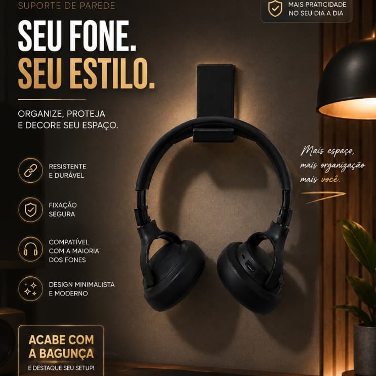 Suporte Articilado para Fone de Ouvido | Headset Gamer e Escritório | Design Moderno e Minimalista