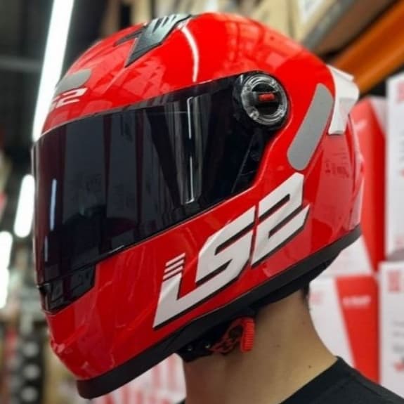CAPACETE LS2 CLASSIC S DIGITAL MONOCOLOR BRIGHT VERMELHO IMPERDIVEL + SPOILER BRANCO EXCLUSIVO