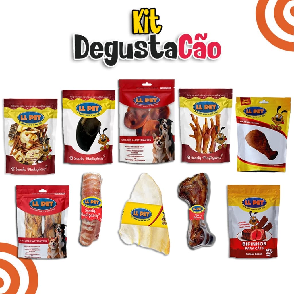 Kit 10 Petiscos Naturais Mordedores DegustaCÃO para Cães (LL Pet)