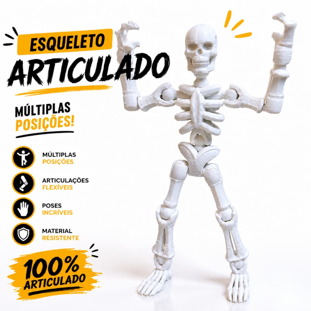 Esqueleto Articulado Boneco Posavel Decoracao Geek Colecionavel Halloween Caveira Presente Criativo Enfeite Caveira