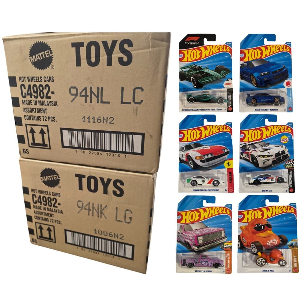 Carrinhos Hot Wheels Lote K e L 2026 - Miniaturas 1:64 - Ferrari, Formula 1, BMW, Batman, Honda, Skyline
