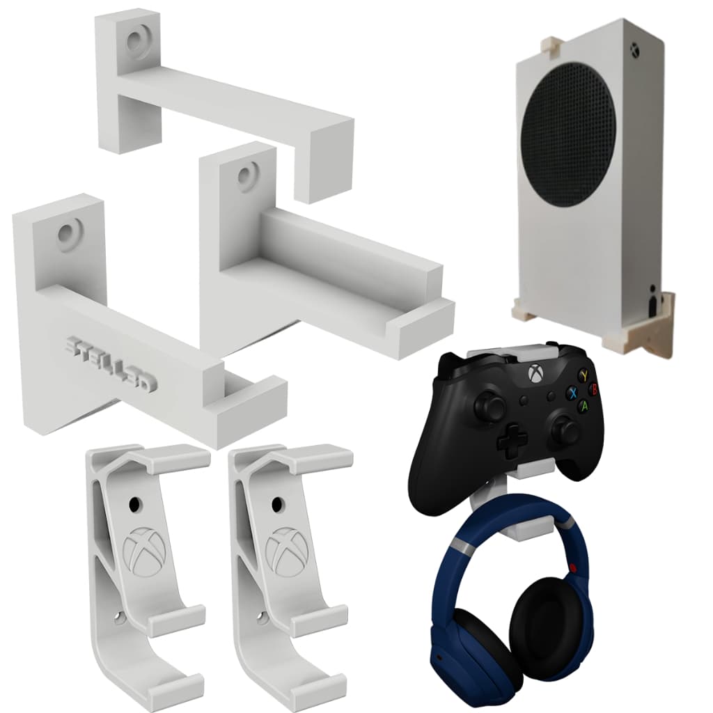 Kit Suporte para parede Compatível com Xbox P/ 2 Controle 2 Fone E Console