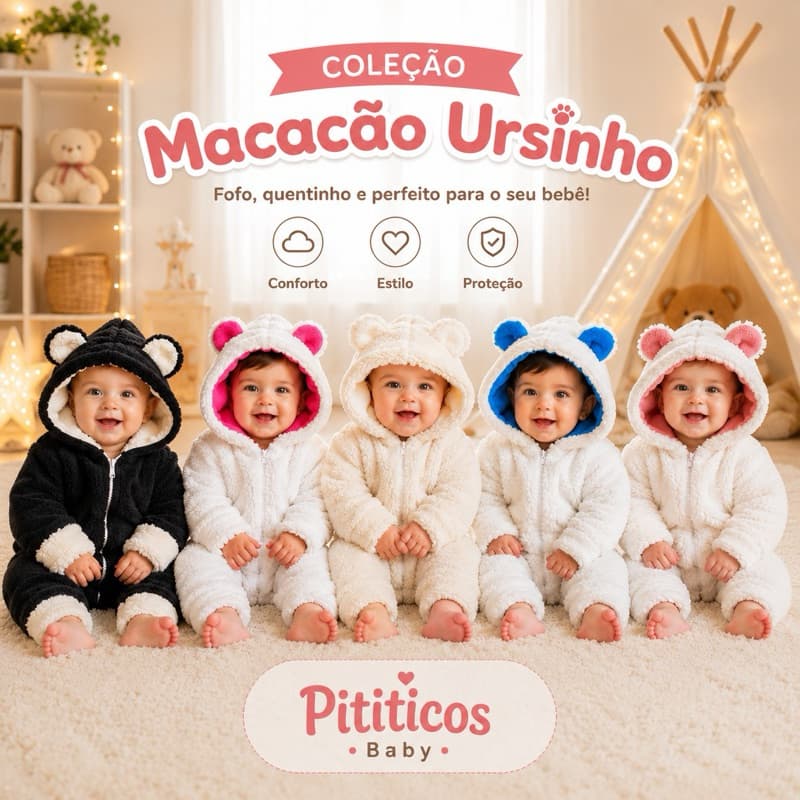 Macacão bebê menino menina  Pele de Carneiro e Soft