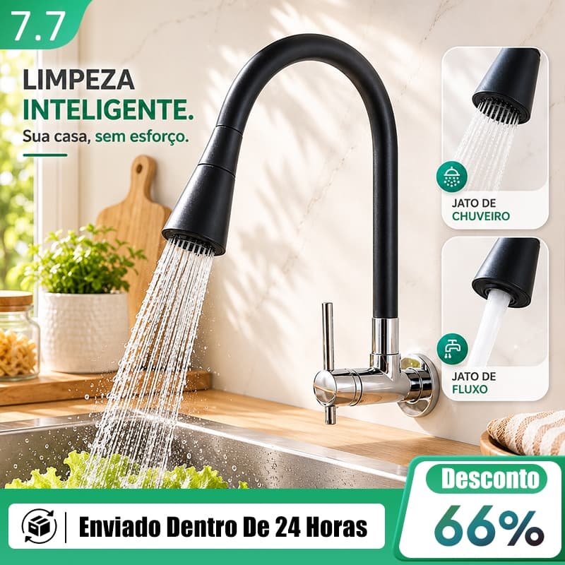 Torneira Cozinha Parede Gourmet Flexível 1/4 de Volta Para Mesa Pia Bancada e Mármore