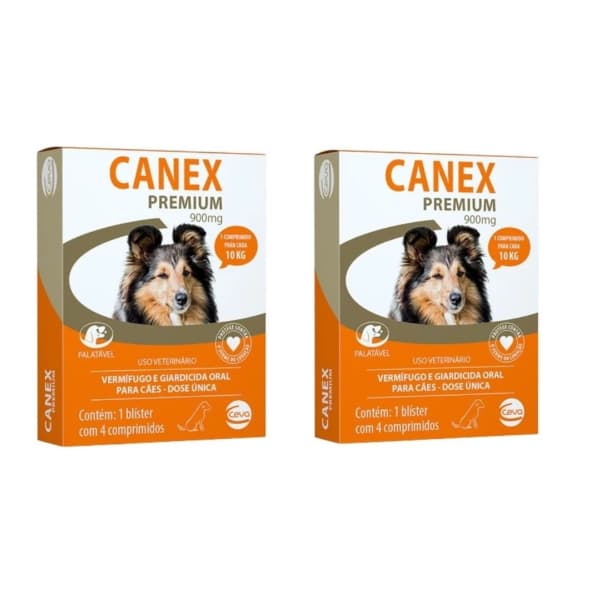 Kit 2 Vermífugo Ceva Canex Premium 900mg com 4 Comprimidos