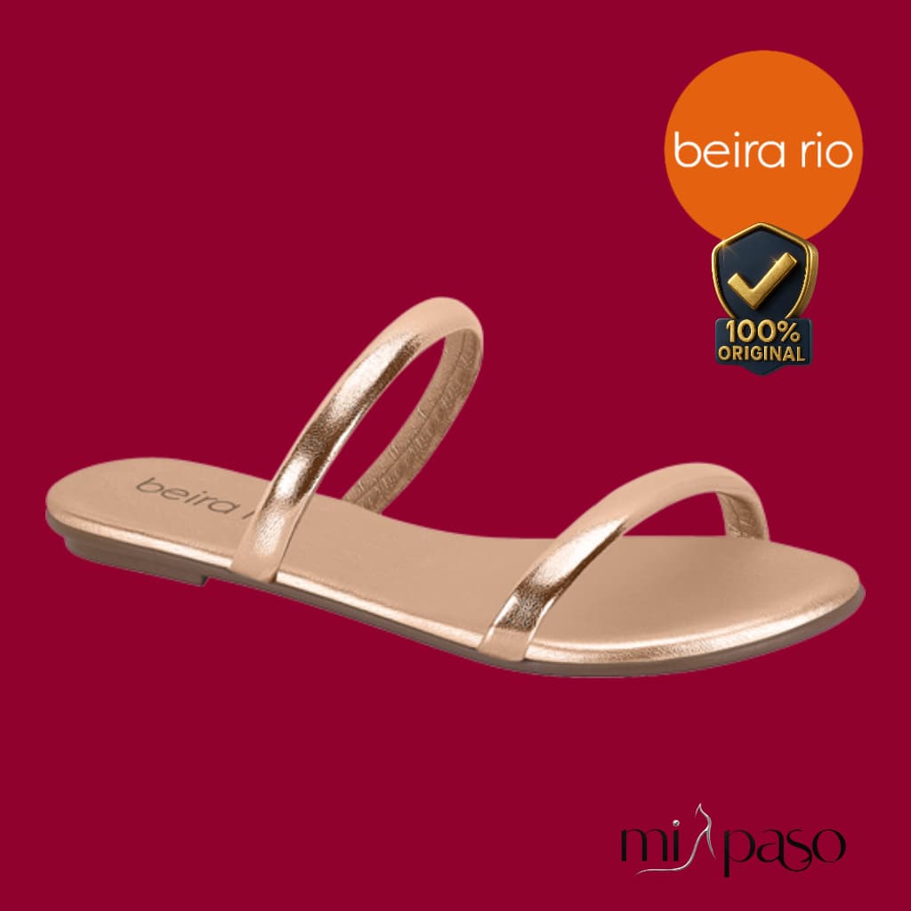 Sandália Rasteirinha Dourada Feminina Beira Rio Casual Macio Conforto Elegante Sofisticado Original