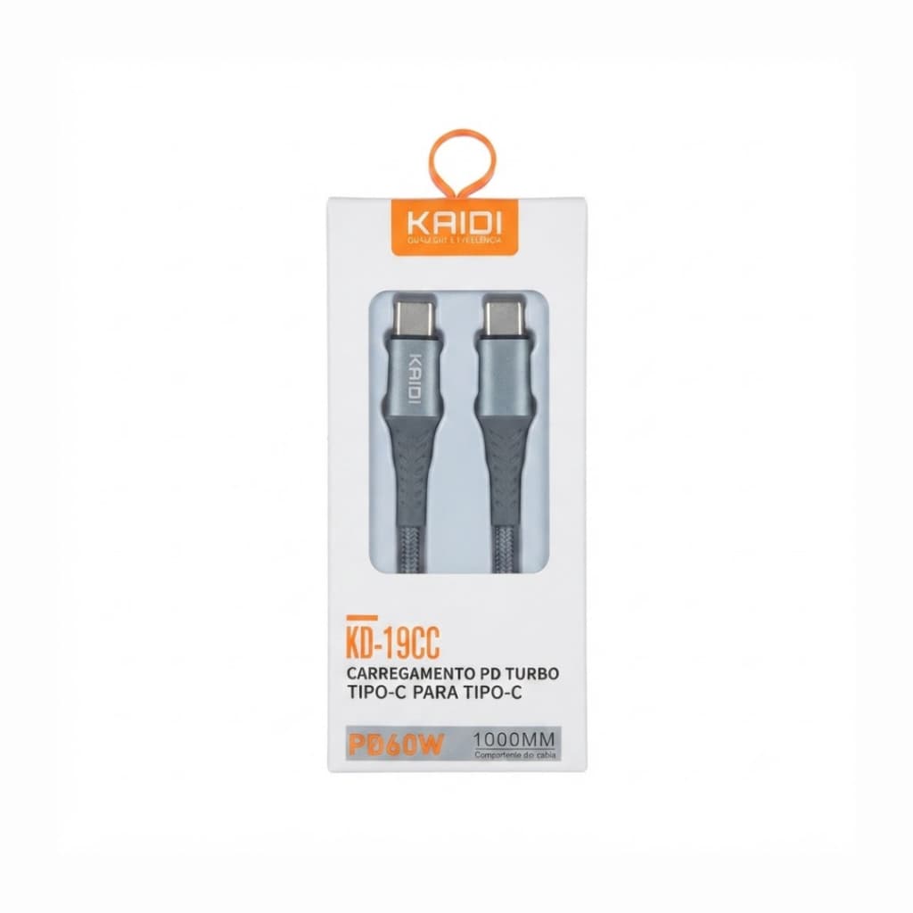 Cabo De Carregador Kaidi KD 19CC Type C Para Type C PD